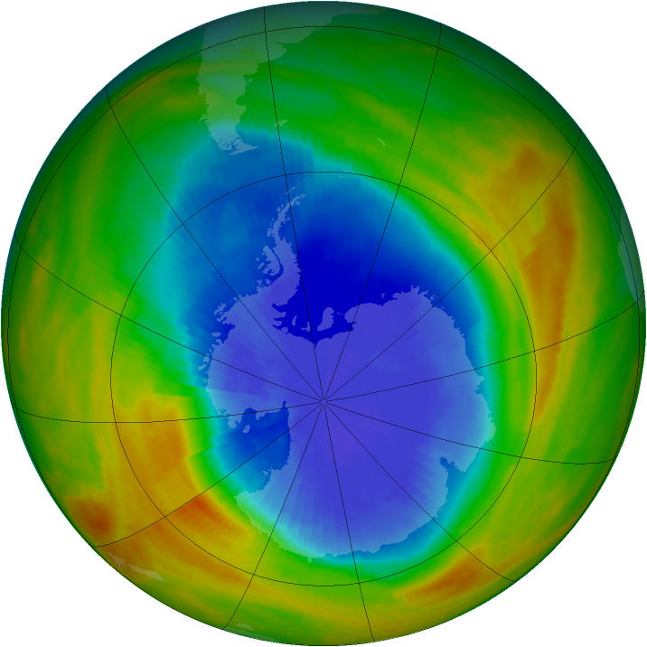 Antarctic ozone map for 01 October 1984